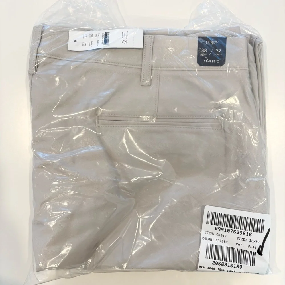 NWT J. Crew 1040 Athletic Tapered-fit Tech Pant Ashen Taupe